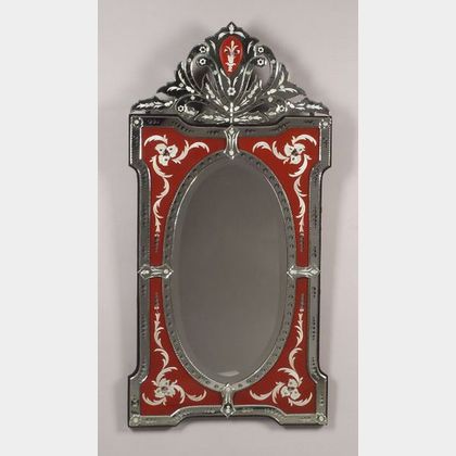 Venetian-style Cut and Reverse-Painted Mirror. 