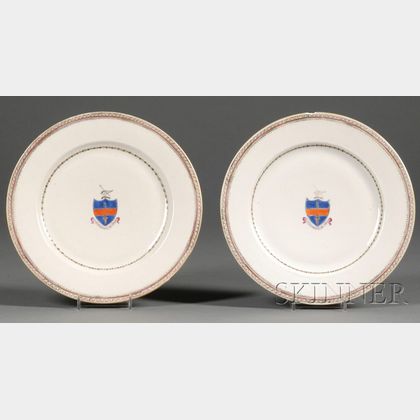 Pair of Chinese Export Armorial Dinner Plates