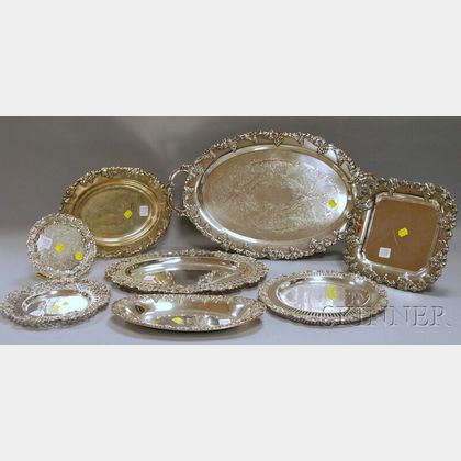 Eight Assorted Silver-plated Serving Trays