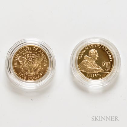 1997 Frank Delano Roosevelt Gold Commemorative Two-coin Set.