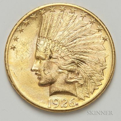 1926 $10 Indian Head Gold Coin. Estimate $500-700