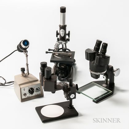 Four Modern Laboratory Microscopes