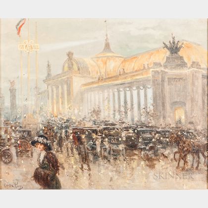 Carlos Perez (Spanish, 1853-1929) Paris Exposition Universalle Scene by Grand Palais