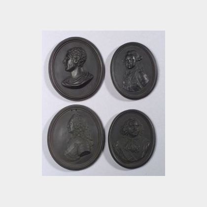 Four Black Basalt Self Framed Oval Portrait Medallions