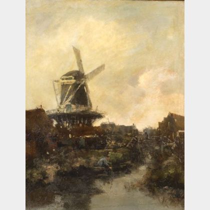 Willem George Frederik Jansen (Dutch, 1871-1949) Landscape with Windmill