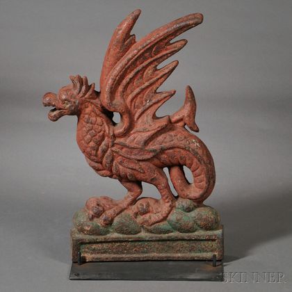 Painted Cast Iron Griffin Architectural Ornament