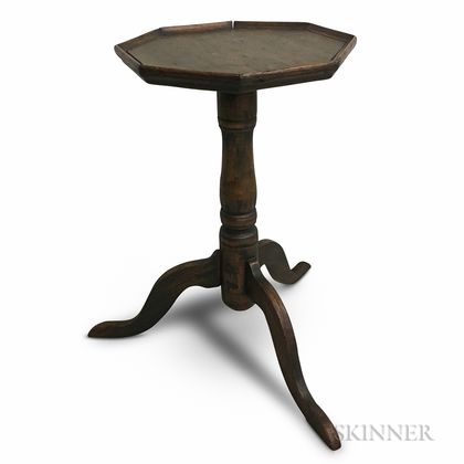 Early Turned Maple Octagonal-top Candlestand