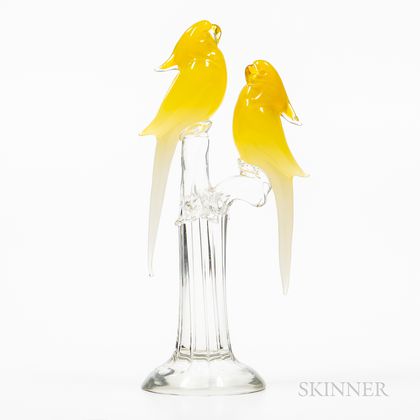 Pino Signoretto (Italian, b. 1944) Italian Art Glass Yellow Parakeets