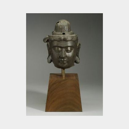 Life Size Cast Iron Head of a Boddhisatva