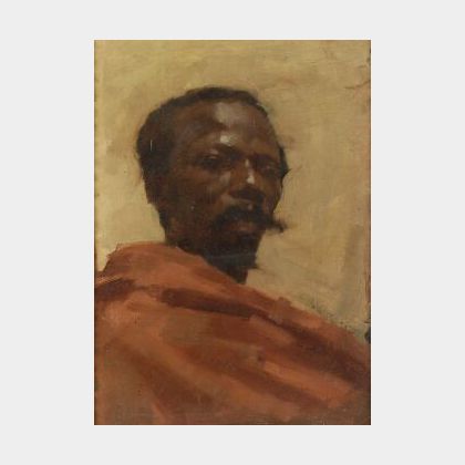 Attributed to Edwin Lord Weeks (American, 1849-1903) Portrait Study of a Man in a Red Cape