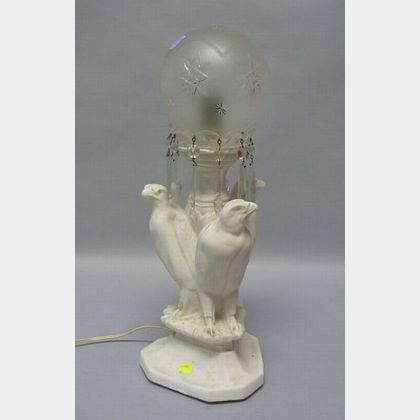 Composition Stone Falcon Figural Table Lamp. 