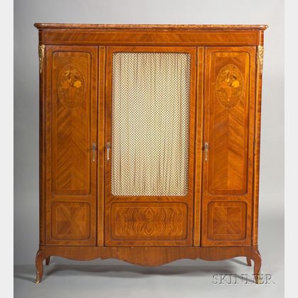 Louis XV/XVI Style Bronze-mounted Fruitwood Marquetry-inlaid Bibliotheque