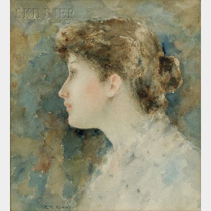 Clement Rollins Grant (American, 1848-1893) Portrait of a Young Woman in Profile