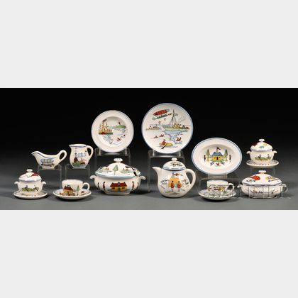 Extensive Wedgwood Queen's Ware Toy Tea and Dinner Service