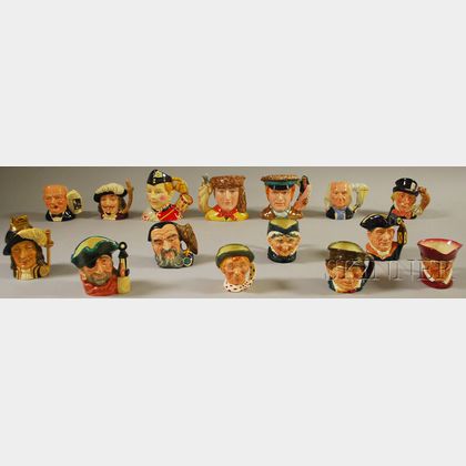 Fourteen Assorted Royal Doulton Ceramic Character Jugs and a Lighter