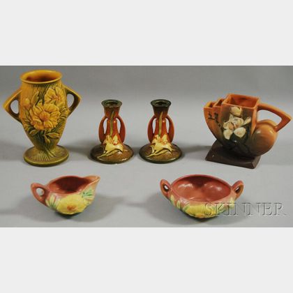 Six Pieces of Roseville Pottery