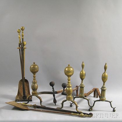 Group of Brass Fireplace Accessories