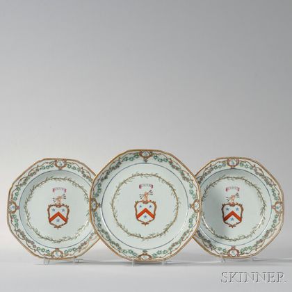 Three Pieces of Armorial Export Porcelain