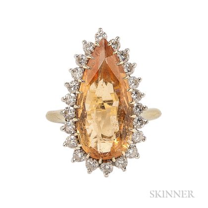 18kt Gold, Topaz, and Diamond Ring