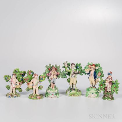 Six Small Staffordshire Bocage Figures