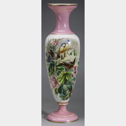 Monumental Aesthetic Movement Opaline Glass Floor Vase