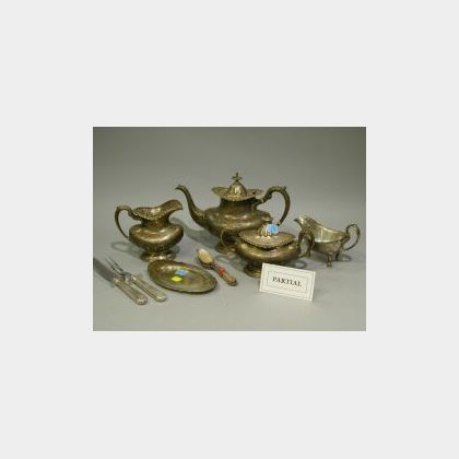 Reed & Barton Three-Piece Sterling Silver Tea Set and Forty-five Pieces of Assorted Sterling and Plated Flatware and a Sauceboat and Un