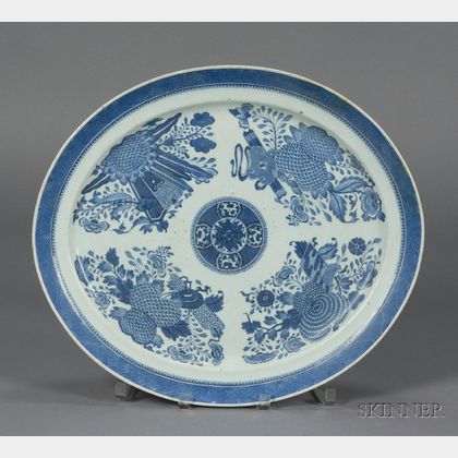 Large Oval Blue Fitzhugh Pattern Porcelain Platter