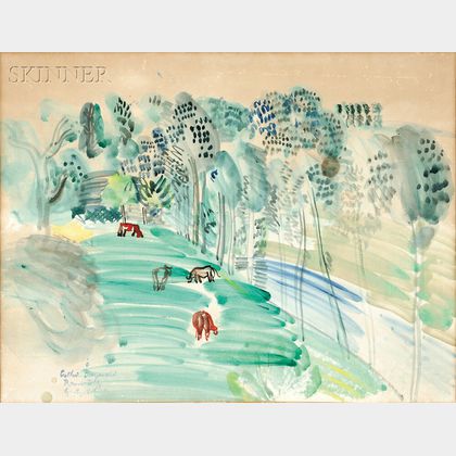 Raoul Dufy (French, 1877-1953) Pâturage à Gretz au bord de la rivière