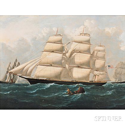 After Stephen Dadd Skillet (English, 1817-1866) Clipper Ship Hurricane in the English Channel.