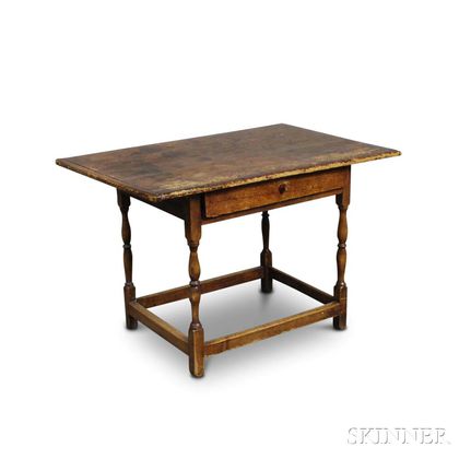 Maple and Pine One-drawer Tavern Table