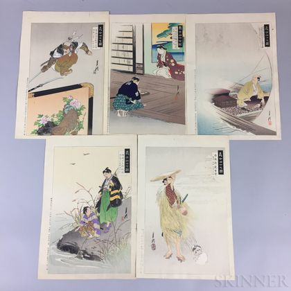 Five Ogata Gekko (1859-1920) Woodblock Prints