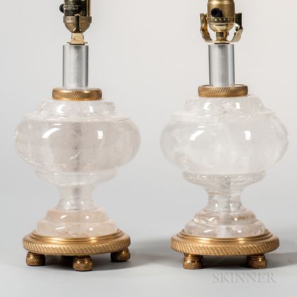 Pair of Louis XVI-style Rock Crystal Lamp Bases
