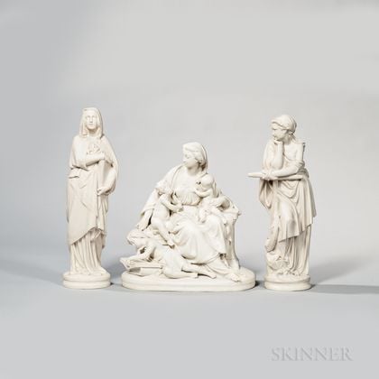 Three Wedgwood Carrara Figures Depicting Faith, Hope, and Charity