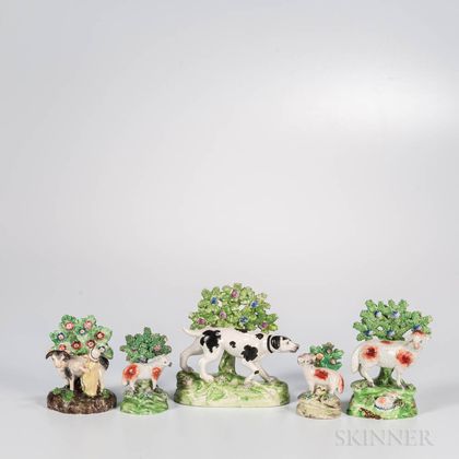 Five Staffordshire Bocage with Animals