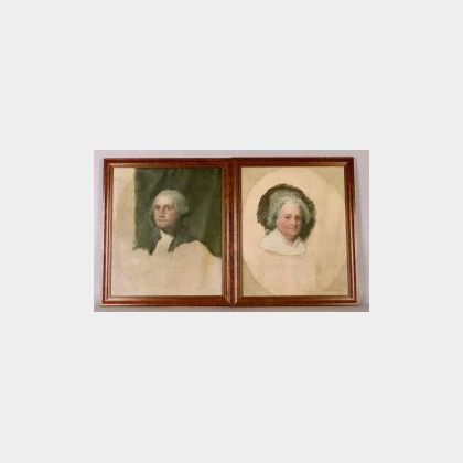 After Gilbert Stuart (American, 1755-1828) Athenaeum Portraits of George and Martha Washington. 