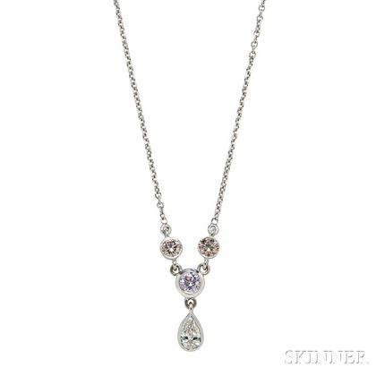 14kt Gold, Diamond, and Colored Diamond Necklace