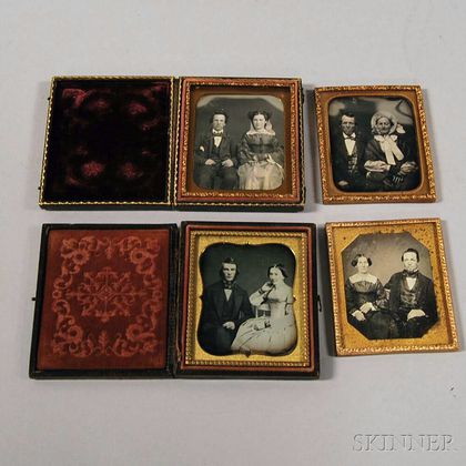 Four Sixth-plate Daguerreotype Portraits of Married Couples
