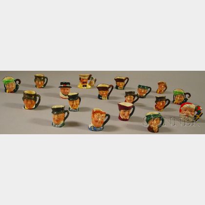 Eighteen Miniature Assorted Royal Doulton Ceramic Character Jugs