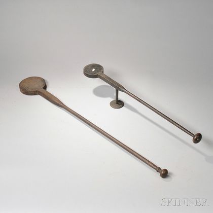 Two Wrought Iron Long-handled Salamander Stands