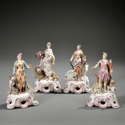Continental Hard Paste Porcelain Figures Representing the Four Continents