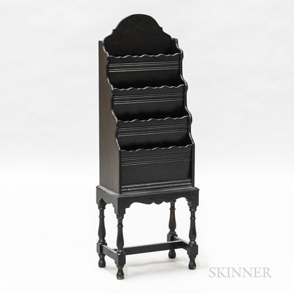 Queen Anne-style Black-painted Magazine Stand