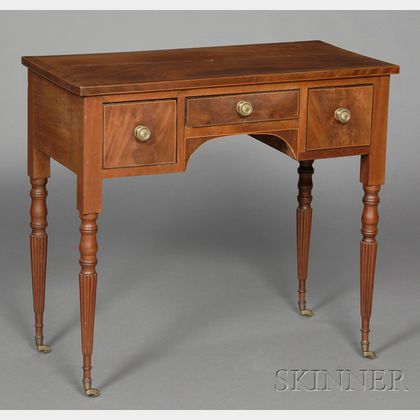 Sheraton Carved and Inlaid Mahogany Dressing Table