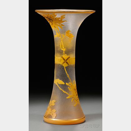 Art Nouveau Cameo Glass and Enamel Vase