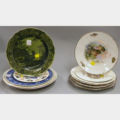 Eleven Assorted Decorated Pottery and Porcelain Plates