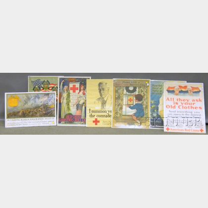Seven WWI Red Cross Lithograph Posters