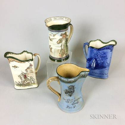 Four Royal Doulton Transfer-decorated Pitchers