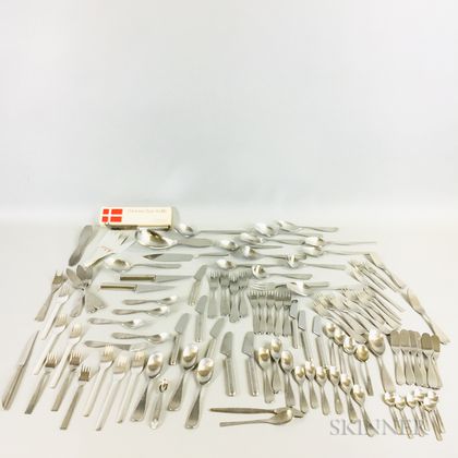 109 Pieces of Scandinavian Stainless Flatware and Serving Items