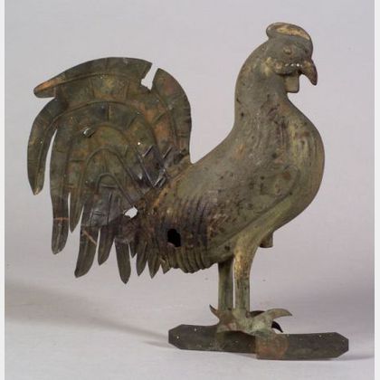 Cast Iron and Copper Rooster Weather Vane