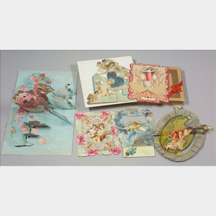 Six Large Elaborate Valentines and Cards