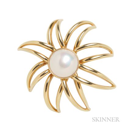 18kt Gold and Mabe Pearl "Fireworks" Brooch, Tiffany & Co.